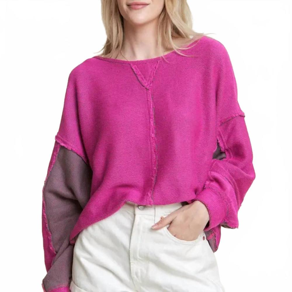 NEW JADE BY JANE dolman sleeve knit sweater in pink